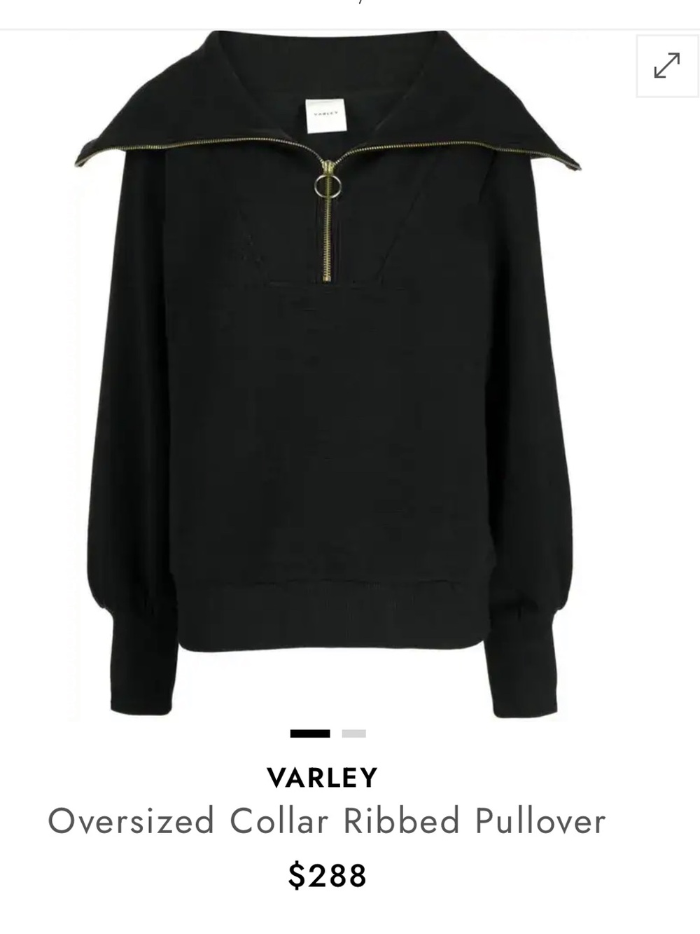 Varley Black Ribbed Half-Zip Pullover